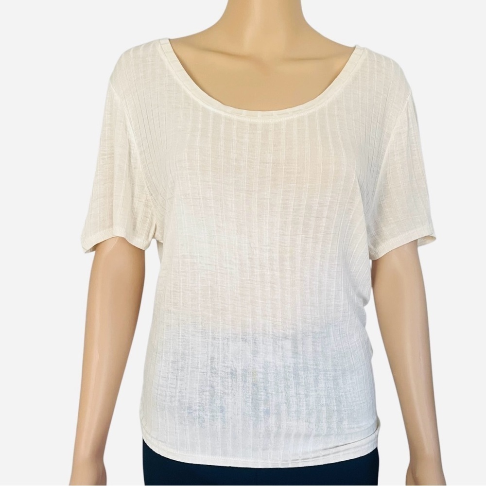Bozzolo cream cardigan short sleeve shirt top round neck lightweight Women’s M